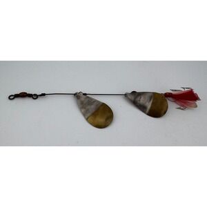 Dominion Double Willow Leaf Spinner Fishing Lure Metal Spinnerbait‎ Red Feather